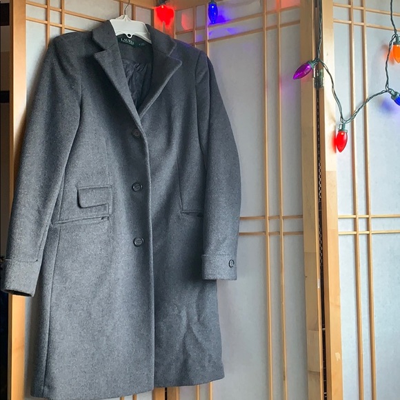 Gray Wool Button Down Overcoat Peacoat Coat - Picture 4 of 6
